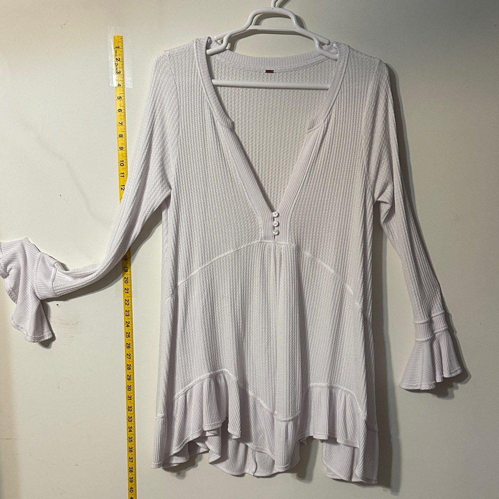 Free People White Flared Sleeve Blouse